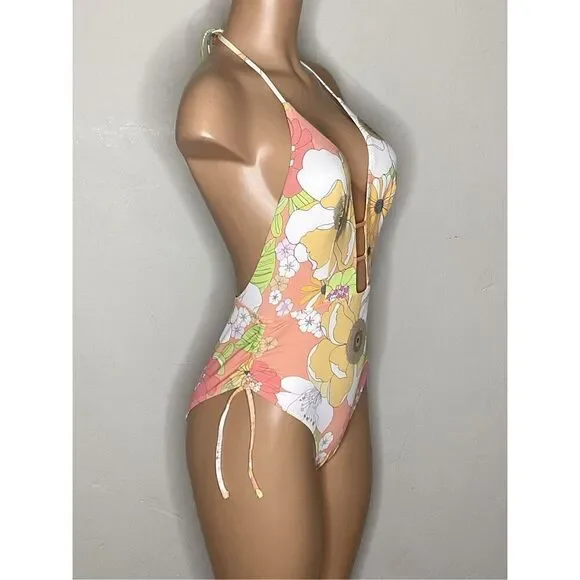 New. WET L.A. plunge floral swimsuit. Medium. Retails $178